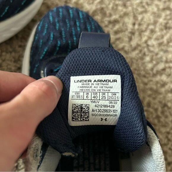 Under Armour Team Curry Flow 9 Basketball Shoes Navy/White Size Men's 7 W 8.5 - Picture 10 of 13